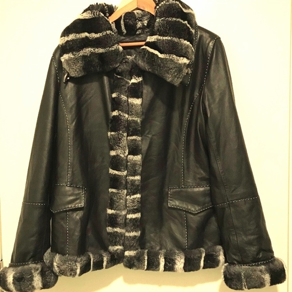 Leather and fur parka